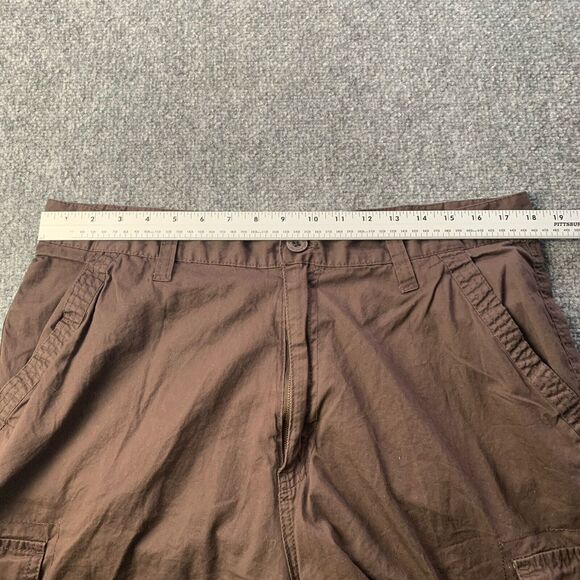 Ablanche Cargo Shorts Mens 38 Brown Y2K Baggy Fit Pockets 100% Cotton 12" Inseam - Picture 11 of 13